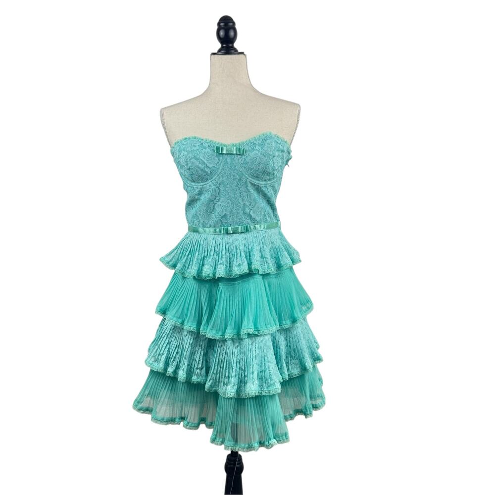 VTG Betsey Johnson Cupcake Dress Aqua Blue Paris Hilton Y2K Foxface